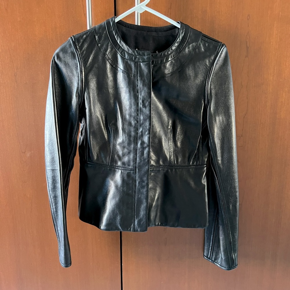 NWT Diane von Furstenberg Maya Black Leather Jacket size 2